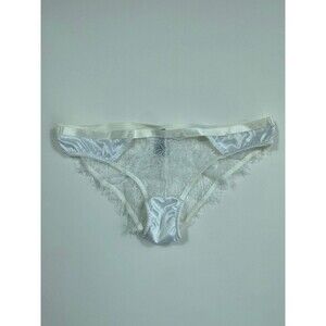 ASOS White Lace Cheeky Panty Satin Trim Sheer Bridal Lingerie- Small